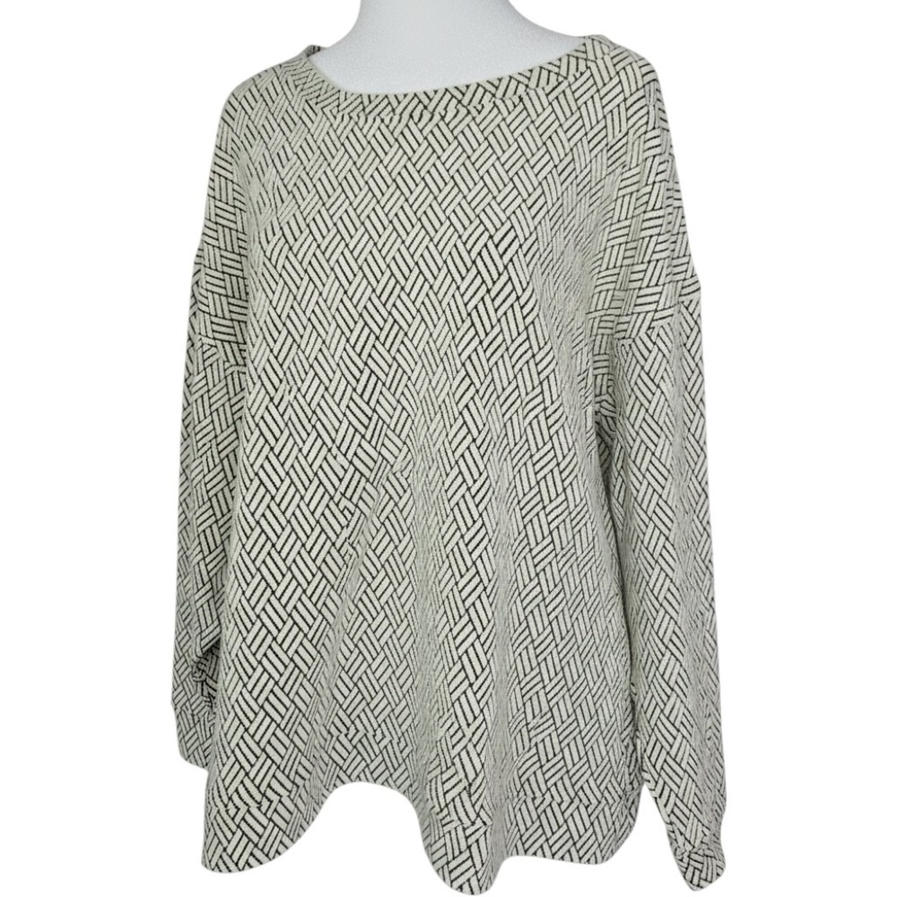 See n Be Seen + Womens 2X Black Cream Geometric Longsleeve Top